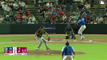 Sebastian Walcott doubles (9) on a line drive to left fielder Tirso Ornelas. Marcus Lee Sang scores.