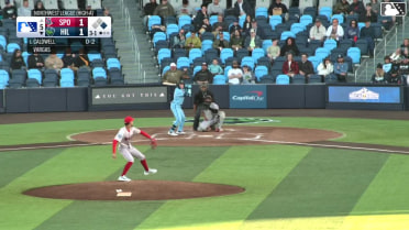Slade Caldwell homers (5) on a line drive to right field. Modeifi Marte scores.