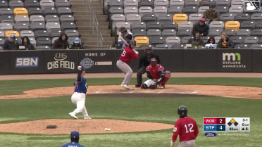 Matt Thaiss hits a ground-rule double (1) on a fly ball down the left-field line. Tsung-Che Cheng scores.