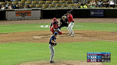Joe Olsavsky triples (1) on a line drive to right fielder Marcelo Alcala.