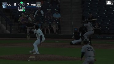Garret Guillemette doubles (3) on a sharp fly ball to left fielder Cameron Leary. Drew Brutcher scores.