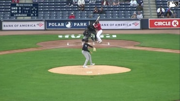 Nate Eaton homers (4) on a fly ball to left field.
