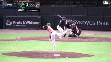Adrian Santana doubles (8) on a line drive to right fielder Owen Carey. Dylan Jasso scores.