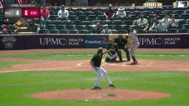 Adrián Sugastey out on a sacrifice fly to center fielder Brett Callahan. Maui Ahuna scores.