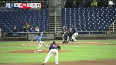 Miguel Bleis singles on a ground ball to center fielder Jace Bohrofen. Johanfran Garcia scores.