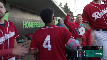 Colin Davis homers (7) on a fly ball to left field.