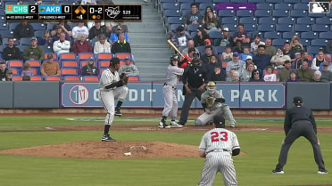 Jake Fox grounds out to first baseman Adam Retzbach. Ralphy Velazquez scores. Alfonsin Rosario to 2nd.