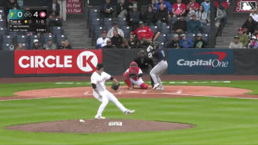 Josh Caron homers (10) on a fly ball to left field.