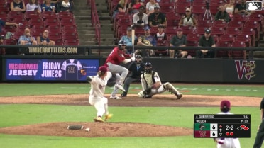 Eduardo Guerrero singles on a ground ball to center fielder Braylon Payne. Eduardo Quintero scores. Jose Meza to 3rd.