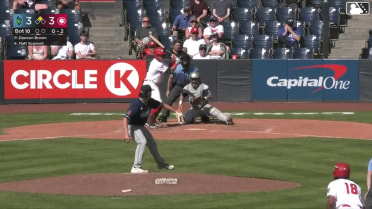 Matt Scannell doubles (4) on a line drive to center fielder Slade Caldwell. Arjun Nimmala scores.
