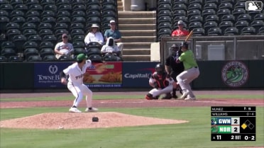 Luke Williams singles on a line drive to left fielder Jud Fabian. Brett Wisely scores.