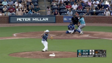 Everson Pereira singles on a sharp line drive to left fielder Jake Cave. Rikuu Nishida scores.