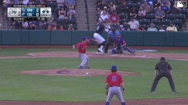 Nolan Jones out on a sacrifice fly to left fielder Kevin Alcántara. Petey Halpin scores.