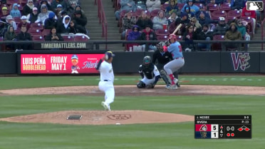 Cade McGee singles on a ground ball to left fielder Josh Adamczewski. Jesús Báez scores. Jalin Flores to 2nd.