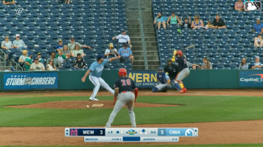 Ramon Mendoza singles on a line drive to center fielder John Rave. Bligh Madris scores.