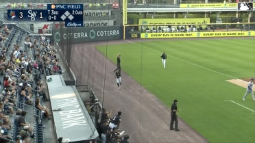 Caleb Durbin makes a circus catch in foul territory