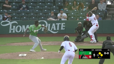 Eduardo Quintero flies into a double play, right fielder Esmith Pineda to third baseman Alfredo Alcantara. Charles Davalan out at 3rd.