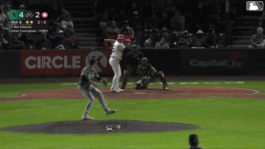 Carter Cunningham homers (1) on a fly ball to right field.