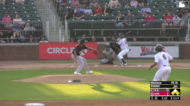 Ryan Galanie singles on a ground ball to right fielder Austin Hendrick. Braden Montgomery scores.