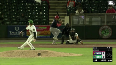 Jimmy Crooks homers (7) on a fly ball to right field.