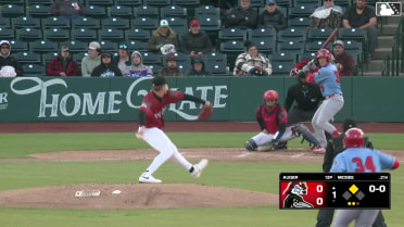 Cade McGee doubles (5) on a ground ball to right fielder Jose Meza. Rainiel Rodriguez scores.