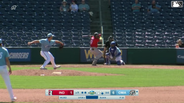 Enmanuel Valdez doubles (1) on a line drive to right fielder Gavin Cross. Alika Williams scores.