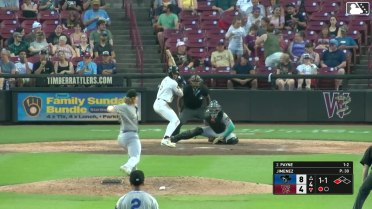 Braylon Payne homers (18) on a fly ball to center field. Luis Peña scores.