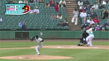 Luke Davis homers (1) on a fly ball to right field. Raider Tello scores.
