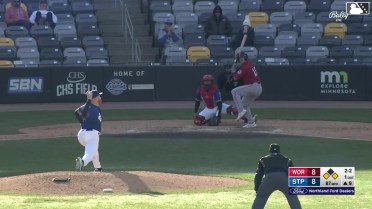 Nate Eaton out on a sacrifice fly to center fielder Ryan Kreidler. Nick Sogard scores.