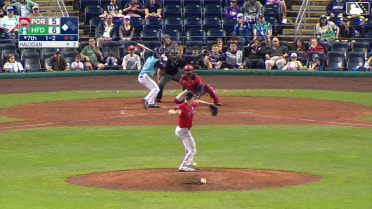 Roc Riggio reaches on a fielder's choice, fielded by first baseman Brooks Brannon. Dyan Jorge scores.
