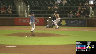 Jordan Sprinkle triples (2) on a line drive to center fielder Kane Kepley. Jacob Burke scores.