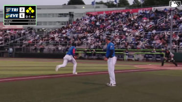 Carter Dorighi flies into a double play, center fielder Gage Harrelson to catcher Peter Burns. Austin St. Laurent out at home.