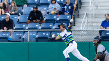 Brandon Eike triples (1) on a fly ball to center fielder Lisbel Diaz. Luke Stevenson scores.