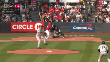 Jaxson West out on a sacrifice fly to left fielder Gage Harrelson. Max Viera scores.