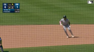 Milan Tolentino doubles (9) on a line drive to left fielder Owen Miller. Angel Genao scores.