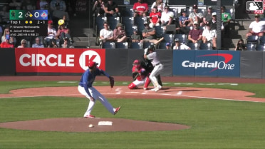 Jancel Villarroel doubles (5) on a line drive to left fielder J.R. Freethy. Carlos Gutierrez scores.