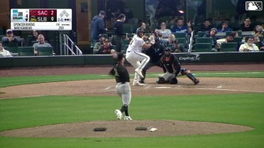 Niko Kavadas homers (1) on a fly ball to right field.