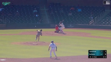 Demetrio Crisantes doubles (1) on a line drive to center fielder Vance Honeycutt. Dax Kilby scores.
