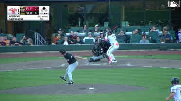 Christian Moore homers (3) on a line drive to left center field. Zach Humphreys scores.