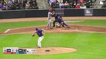 Austin Hendrick singles on a line drive to left fielder Carter Trice. Cam Collier scores.