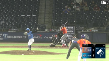 Edward Lantigua doubles (1) on a line drive to right fielder Santiago Gomez. Branny De Oleo scores. Elian Peña scores.