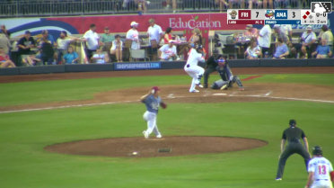 Junior Franco doubles (8) on a ground ball to center fielder Dylan Dreiling. Jansel Luis scores. Ben McLaughlin scores.