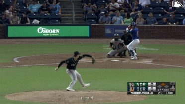Nick Madrigal singles on a line drive to center fielder Jud Fabian. Homer Bush Jr. scores.