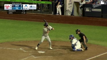Cody Morissette singles on a line drive to right fielder Zyhir Hope. Miguel Briceno scores.