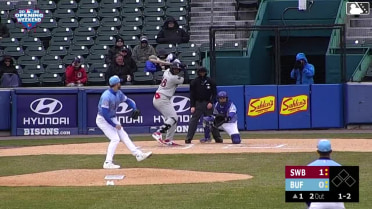 Ernesto Martinez Jr. triples (1) on a sharp line drive to center fielder RJ Schreck.