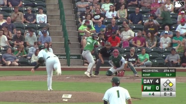 Ryan McCrystal homers (4) on a fly ball to center field. Justin Lebron scores.