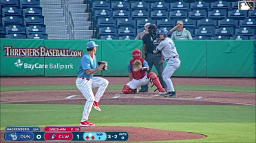 Adam Hackenberg out on a sacrifice fly to left fielder TJayy Walton. Juan Sanchez scores.