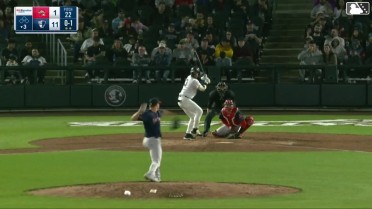 Coby Morales homers (1) on a fly ball to left center field.