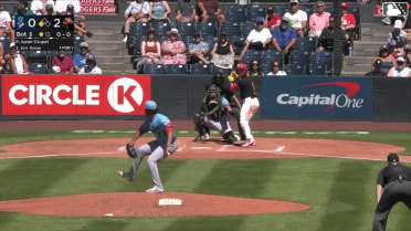 Eric Snow out on a sacrifice fly to center fielder Roldy Brito. Gable Mitchell scores.