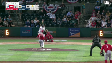 Victor Mesa Jr. singles on a line drive to center fielder Jaden Fauske. Nicandro Aybar scores.